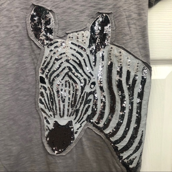 J.Crew zebra gray tee shirt sequin XS - Picture 7 of 9